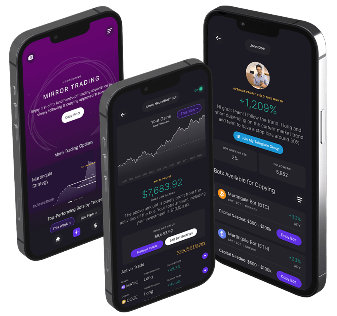 Tafabot mobile app offers different crypto trading bots
