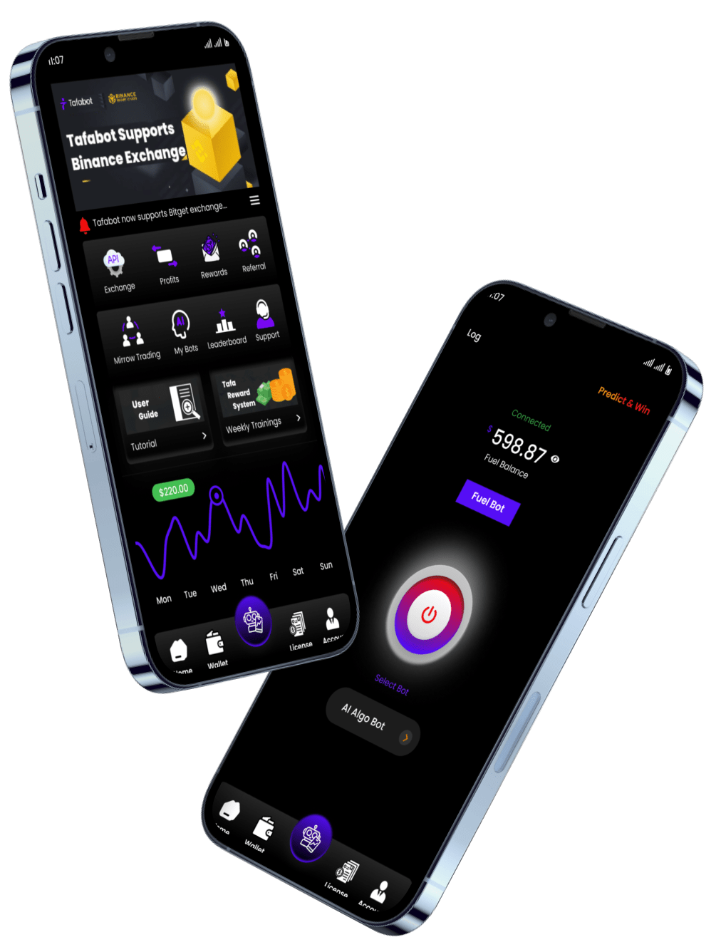 Tafabot mobile app offers different crypto trading bots